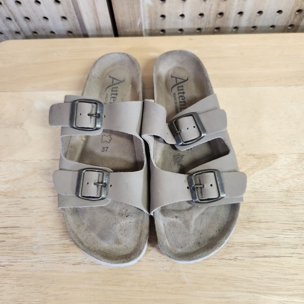 Autenti Made Spain Genuine Leather Woman Birkibuc Sandals 37/6.5 US Summer Beach